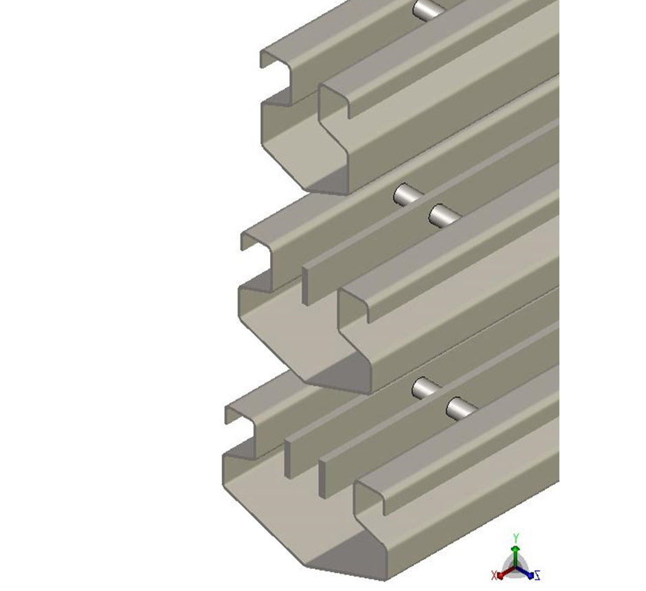 CAD drawing of Kents stainless steel hexagonal drain channel