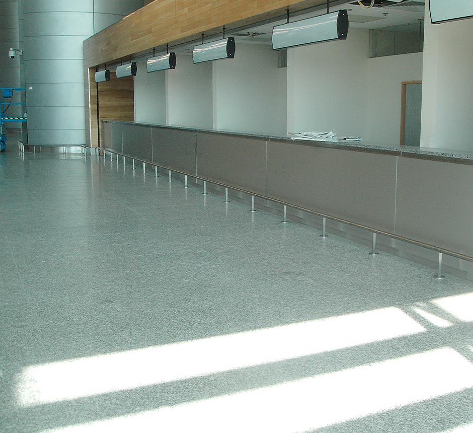 Kent's Floor Mounted Bump Rail in an Airport