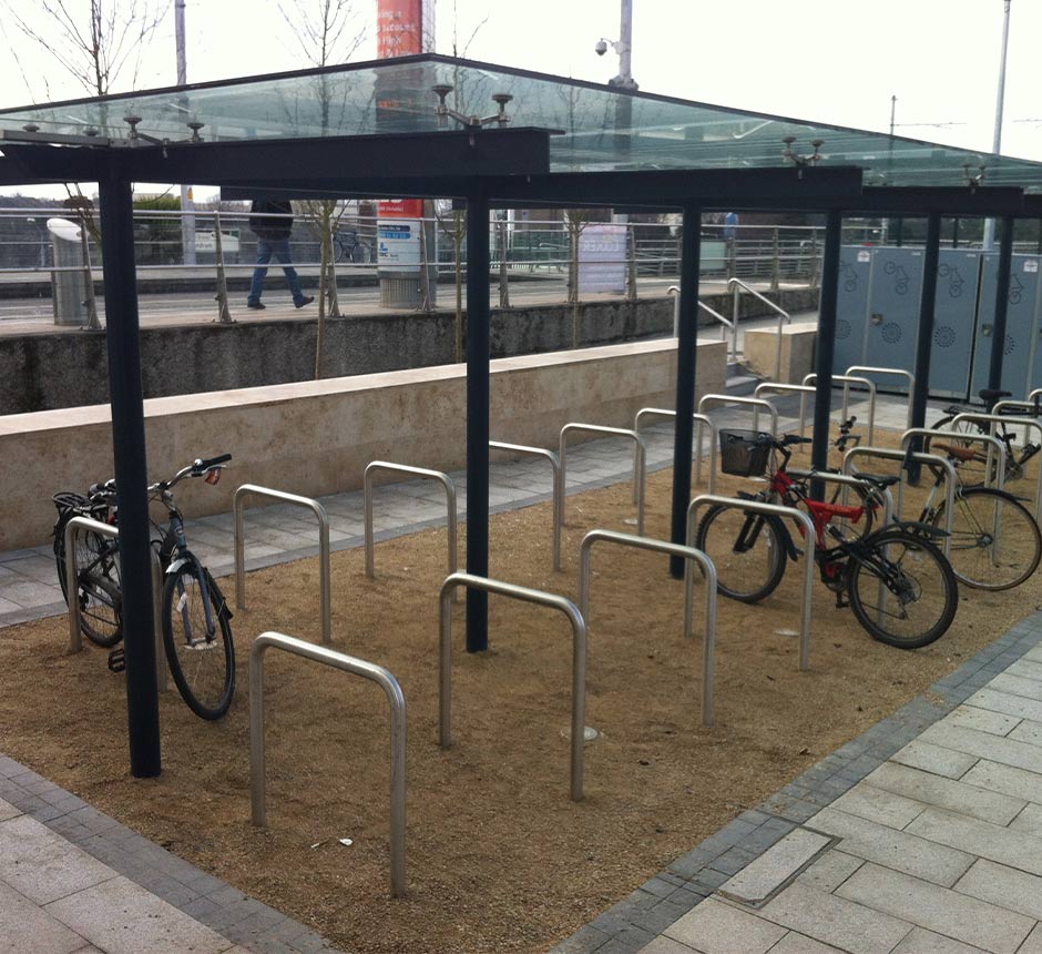 Kents anti terrorism double sided bicycle shelter in Dundrum