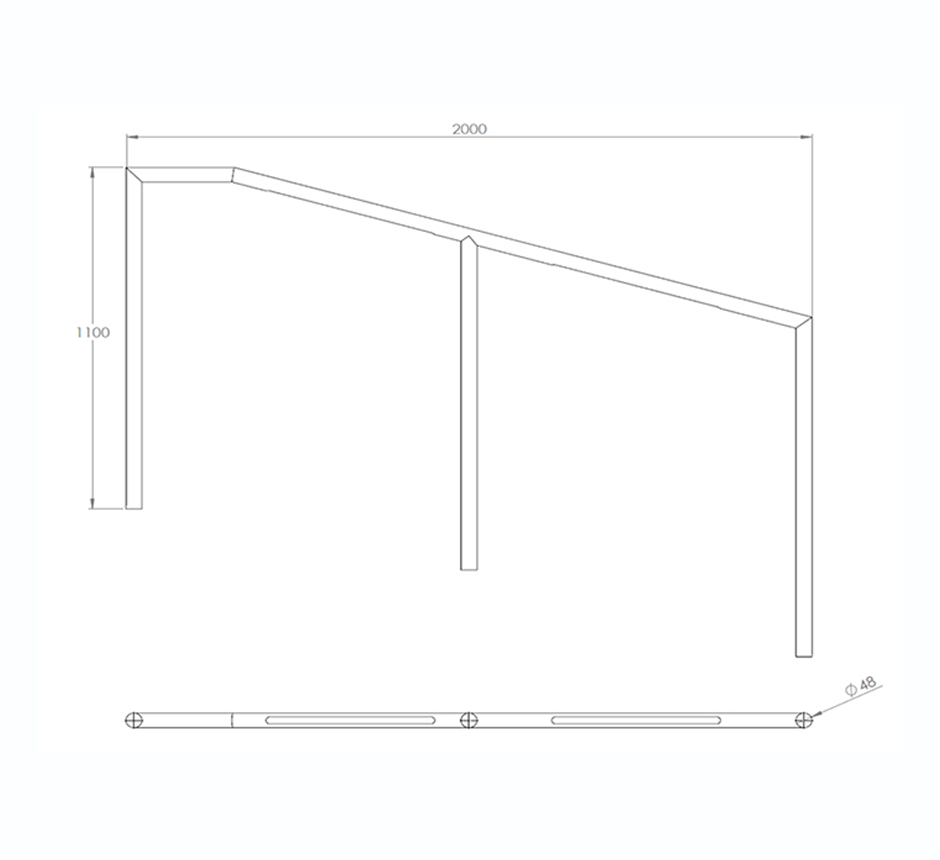 Drawing and dimensions of Kents LED handrail