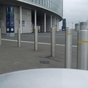A row of Kent's stainless steel bollards outside Wembley stadium