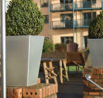 Kent's stainless steel planters at Ferrycarrig hotel in Wexford