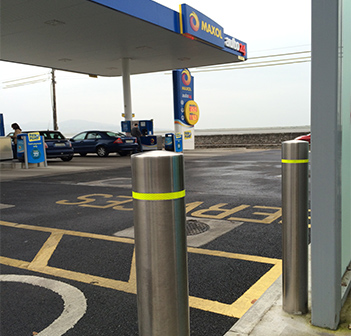 Kent's stainless steel bollards for a petrol station in Dublin