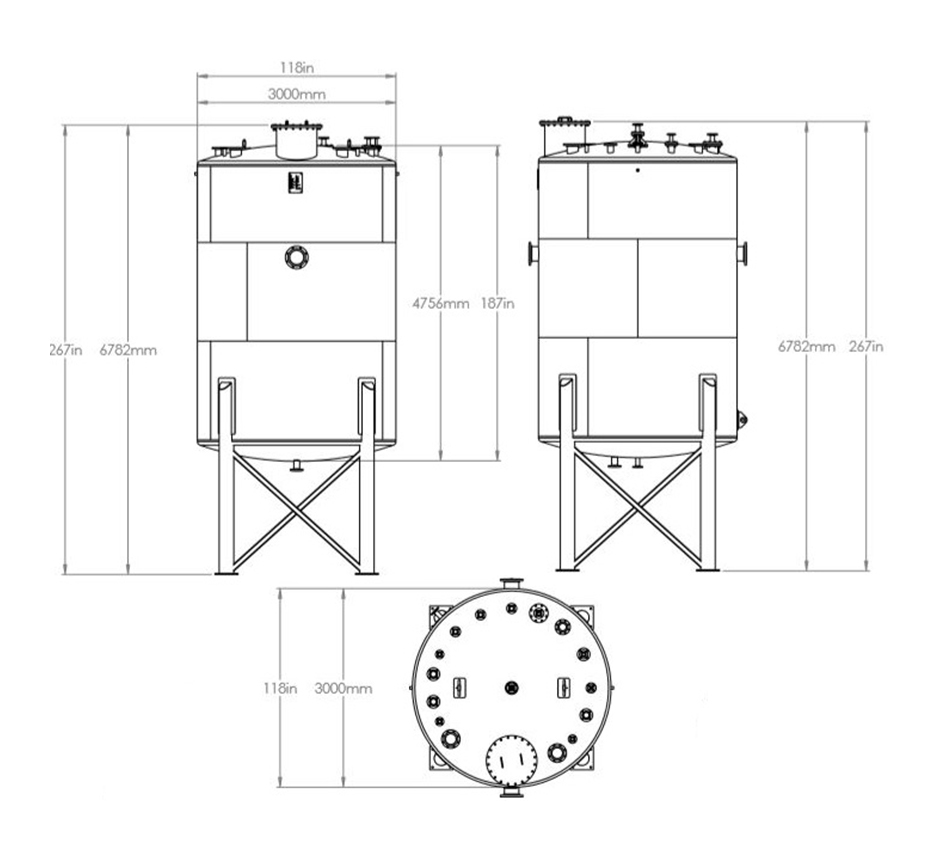 Line drawing of Kent's Round Bio Waste Collection Tank