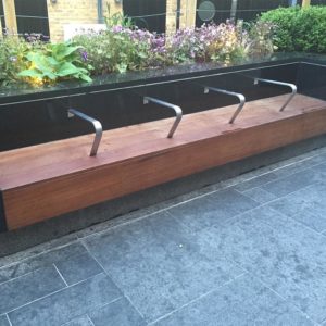 Kents Greenwich mounted bench for outdoor seating