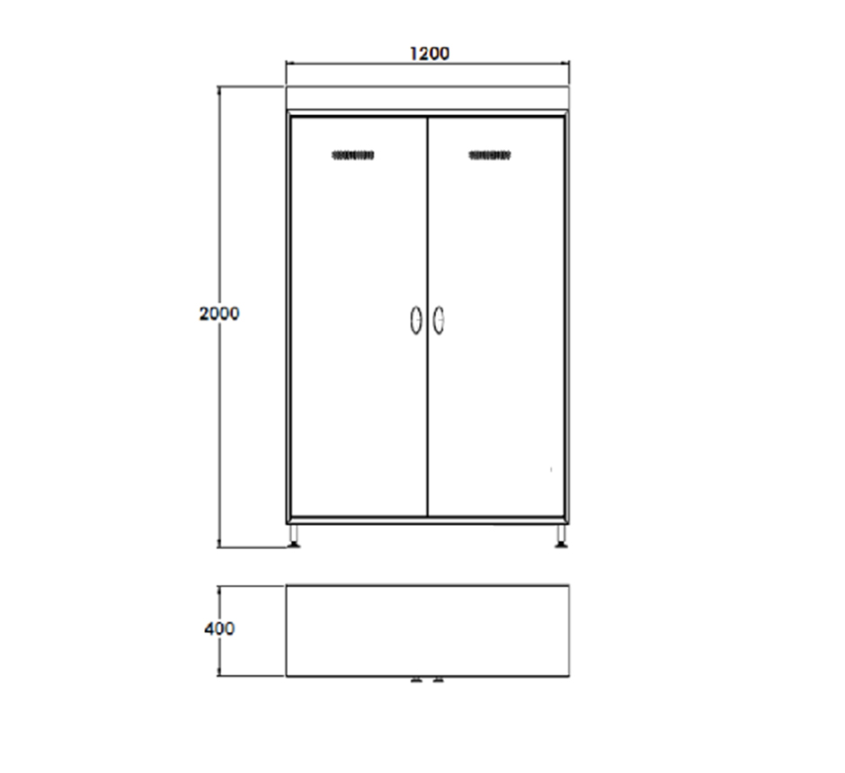 Line drawing of Kent's Utensil Storage Cabinet