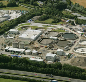 Aerial view of waste water treatment plant